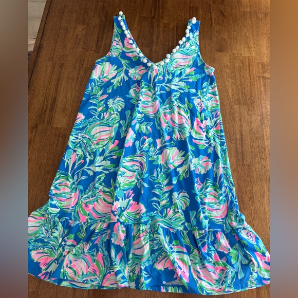 Lilly Pulitzer Camilla Dress SZ S Blue Flare Fancy Fins - Picture 6 of 16
